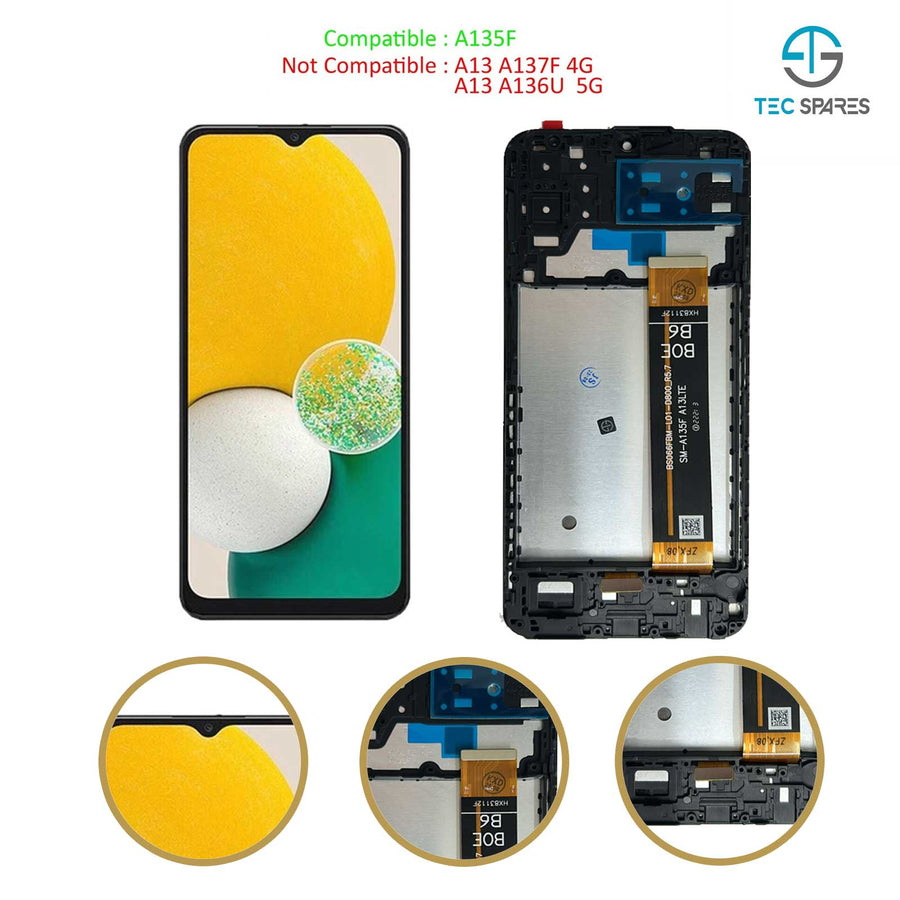 Samsung Galaxy A13 A135F/DS 4G OEM LCD Display For Touch Screen Digitizer Frame