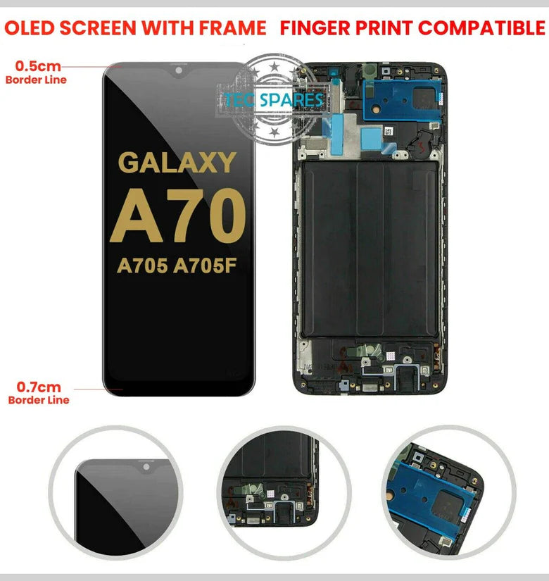Samsung Galaxy A70 OLED Display LCD Touch Screen Replacement Digitizer+Frame