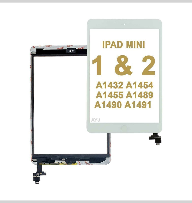 White iPad Mini 1/2 Touch Screen Digitizer Replacement Home Button +IC