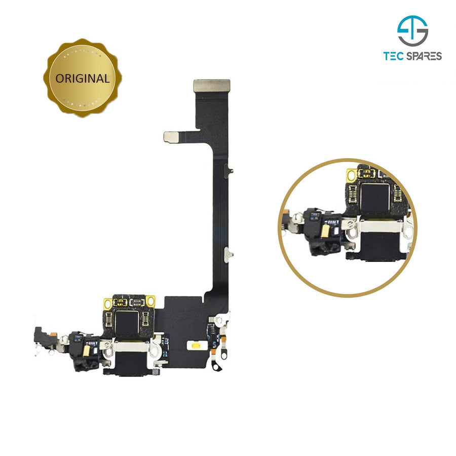 iPhone 11 Pro - Charging Port Dock Connector Microphone Flex with Board - Black