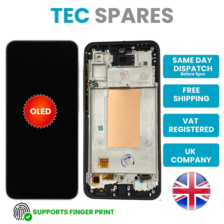 Samsung Galaxy A36 SM-A366E, SM-A366E/DS OLED LCD Display Touch Screen + Frame