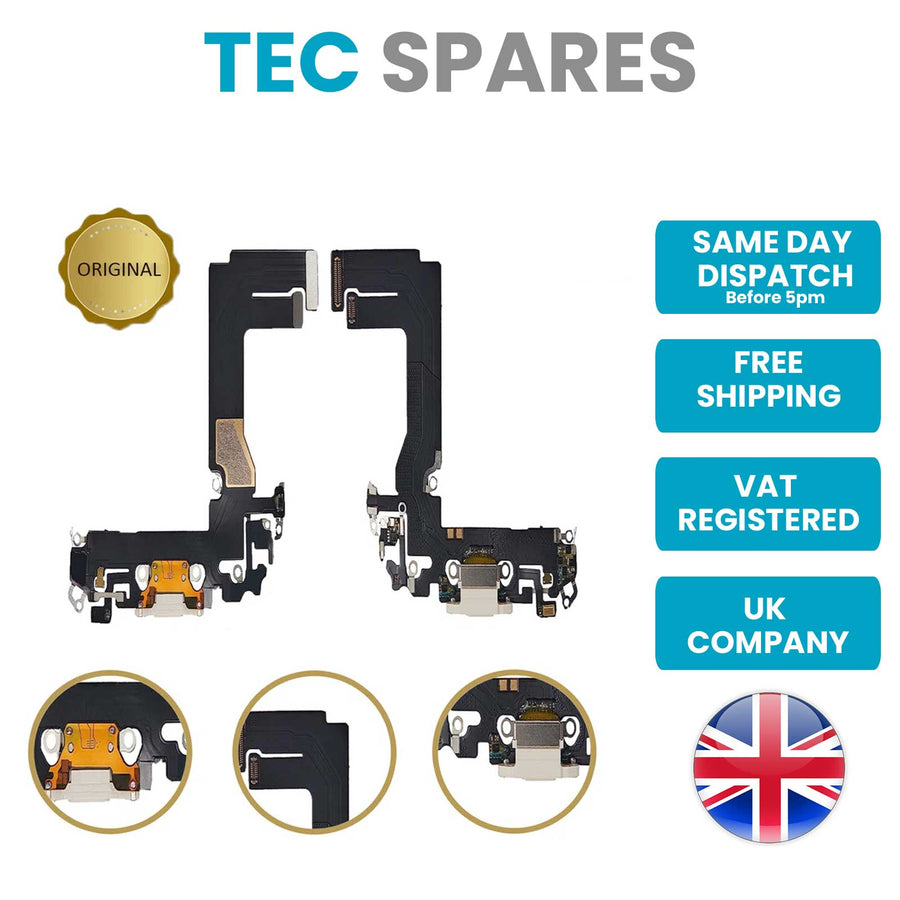 iPhone 13 Charging Port - Mini Flex Dock Socket Cable Part Replacement - White