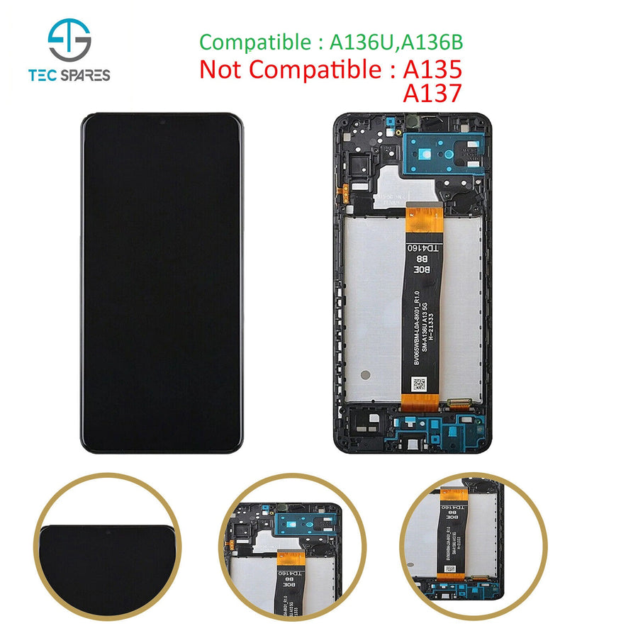 Samsung A13 5G SM-A136U SM-A136U1 A136B Replacement LCD Touch Screen Display Frame 2021