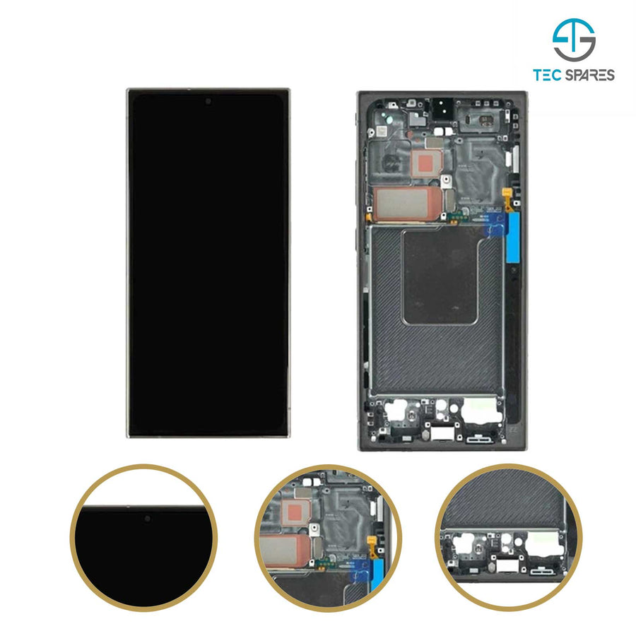 Samsung Galaxy S24 Ultra SM-S928B, SM-S928B/DS, SM-S928U OLED LCD Touch Screen Display Digitizer Frame