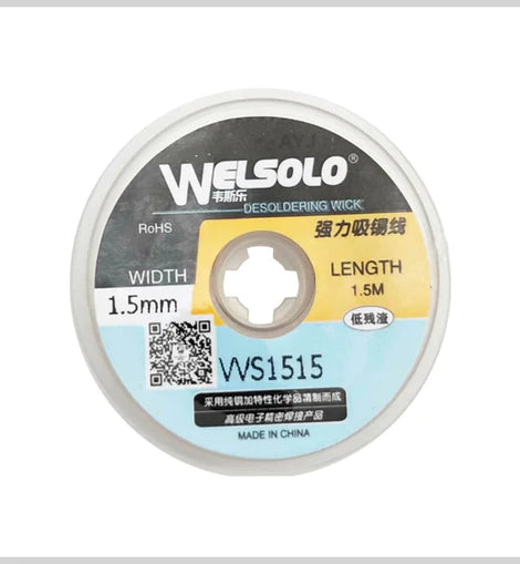 Mop Solder Sucker WELSOLO Desolder Desoldering Braid Wick Wire - 1.5mm