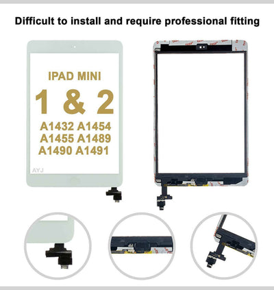 White iPad Mini 1/2 Touch Screen Digitizer Replacement Home Button +IC