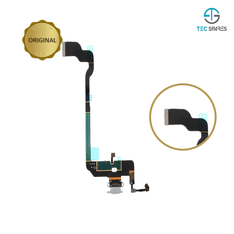 iPhone XS Charging Port - Dock Socket Connector Microphone Flex Replacement White
