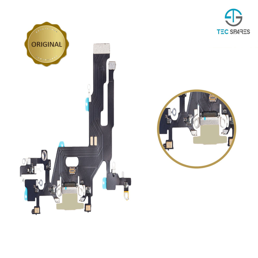 iPhone 11 Charging Port - Dock Socket Connector Microphone Flex Replacement White