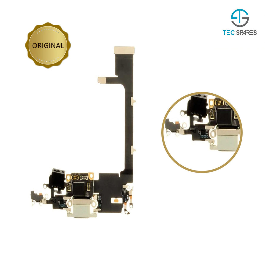 iPhone 11 Pro Charging Port - Dock Connector Microphone Flex with Board - White