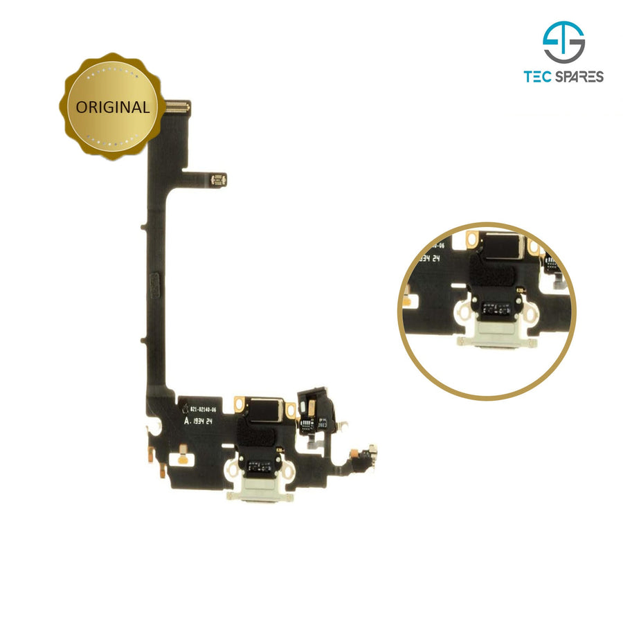 iPhone 11 Pro Charging Port - Dock Connector Microphone Flex with Board - White