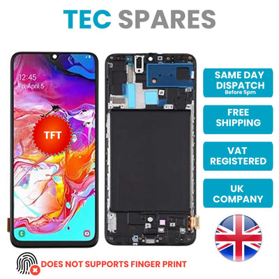Samsung Galaxy A70 SM-A705 Incell TFT LCD Screen Display Touch Digitizer Frame