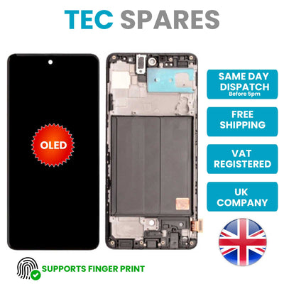 Samsung Galaxy A51 4G SM-A515F OLED LCD Display Screen Touch Digitizer+Frame