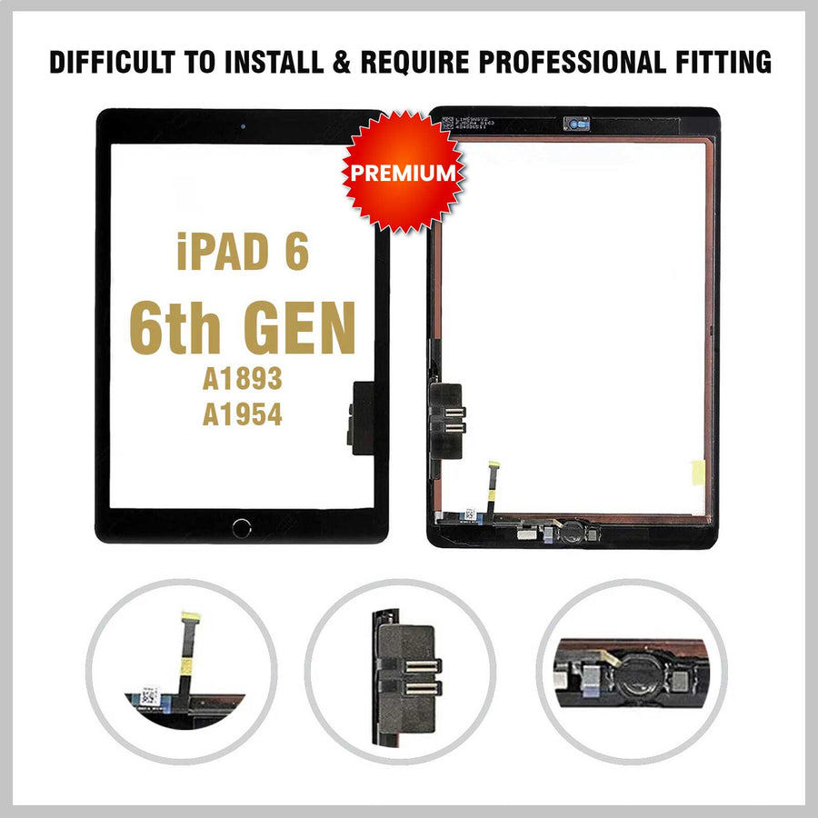iPad 6th Gen A1893 A1954 2018 Touch Screen Digitizer Replacement-Black