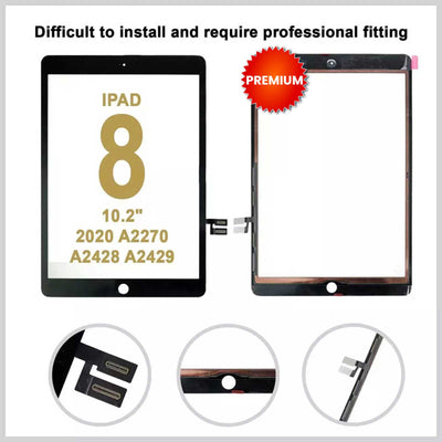 Black iPad 8th Gen 2020 A2270 A2428 Touch Screen Digitizer Replacement