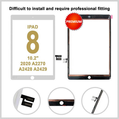 White iPad 8th Gen 2020 A2270 A2428 Touch Screen Digitizer Replacement