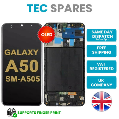 Samsung Galaxy A50 A505 Replacement OLED Screen Digitiser LCD With Frame