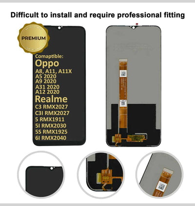 Realme C3, C3i, 5, 5i, 5S, 6i & OPPO A11, A11X, A9, A5, A8 LCD Touch Screen