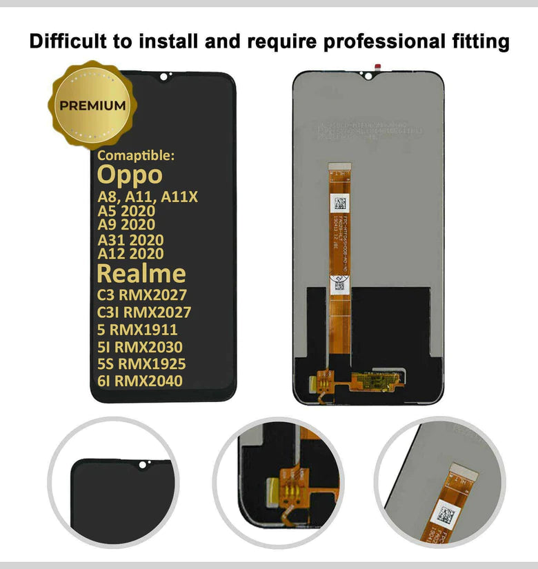 Realme C3, C3i, 5, 5i, 5S, 6i & OPPO A11, A11X, A9, A5, A8 LCD Touch Screen